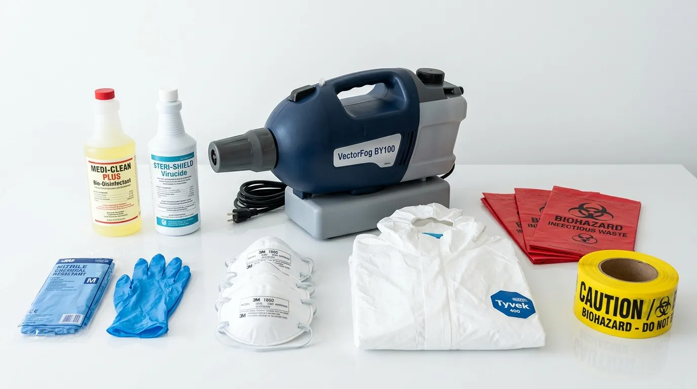 Professional biohazard remediation crew working in Mineola